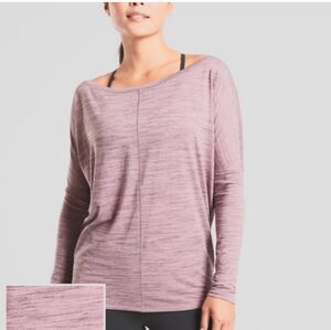 Athleta Flow Top Essence Spacedye Flora Mauve Batwing Long Sleeve Small